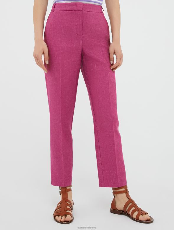 apģērbu 8VJP675 veca roze pieguļošas lina un kokvilnas bikses sievietes MAX&Co.