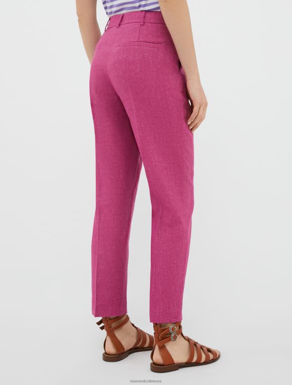 apģērbu 8VJP675 veca roze pieguļošas lina un kokvilnas bikses sievietes MAX&Co.