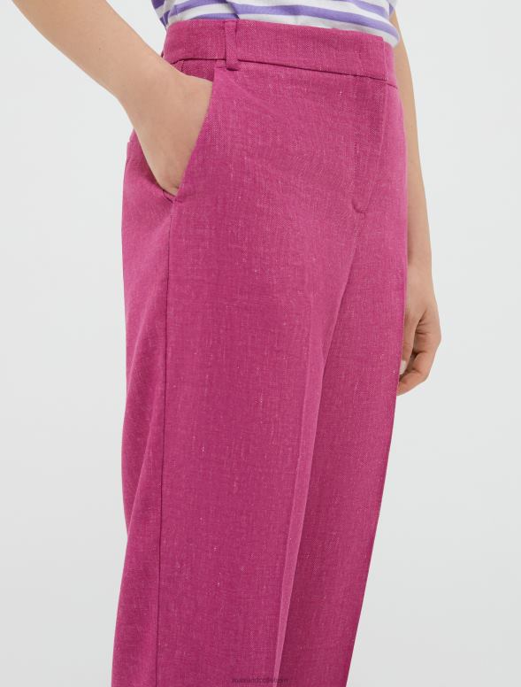 apģērbu 8VJP675 veca roze pieguļošas lina un kokvilnas bikses sievietes MAX&Co.