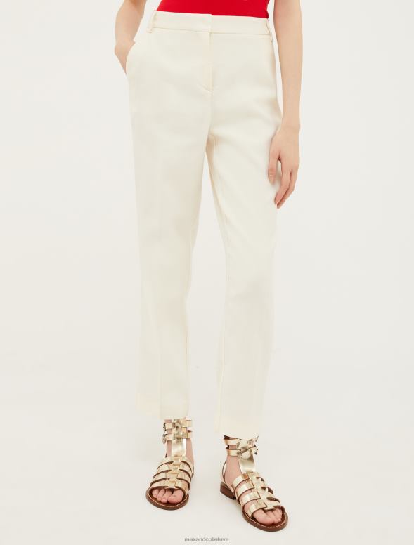 apģērbu 8VJP676 ziloņkauls pieguļošas lina un kokvilnas bikses sievietes MAX&Co.