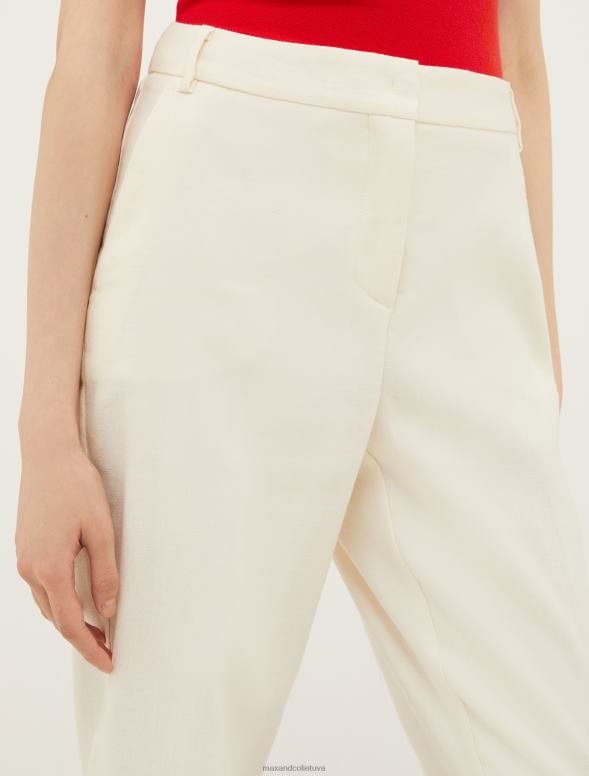 apģērbu 8VJP676 ziloņkauls pieguļošas lina un kokvilnas bikses sievietes MAX&Co.