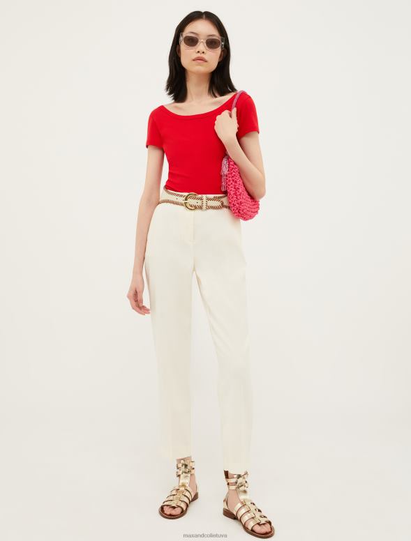 apģērbu 8VJP676 ziloņkauls pieguļošas lina un kokvilnas bikses sievietes MAX&Co.