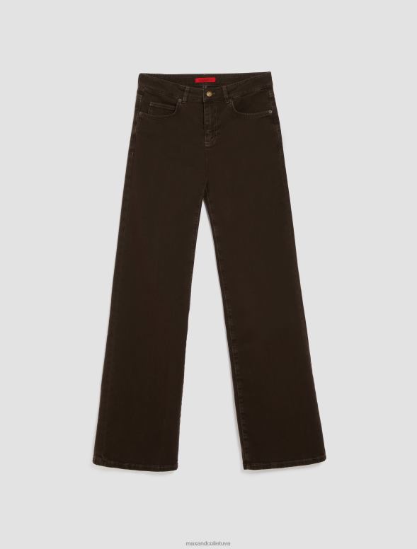 apģērbu 8VJP679 tumši brūns bootcut kokvilnas urbuma bikses sievietes MAX&Co.