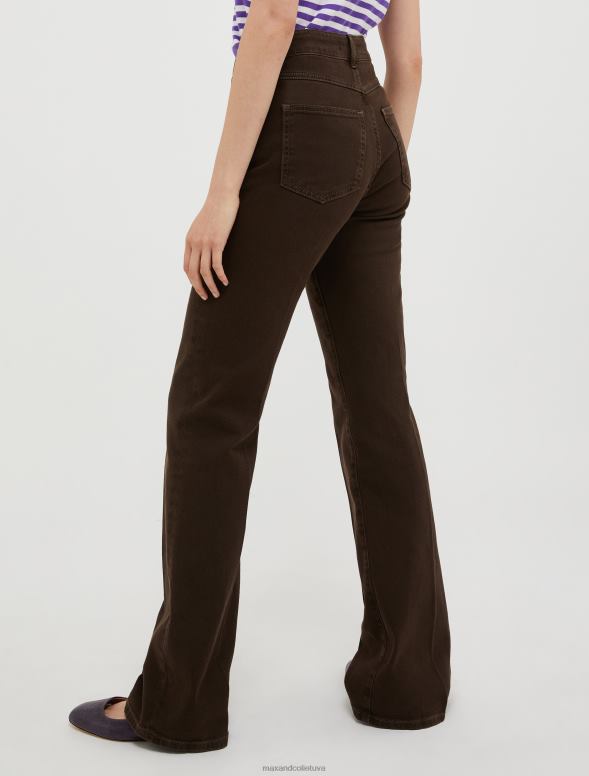 apģērbu 8VJP679 tumši brūns bootcut kokvilnas urbuma bikses sievietes MAX&Co.