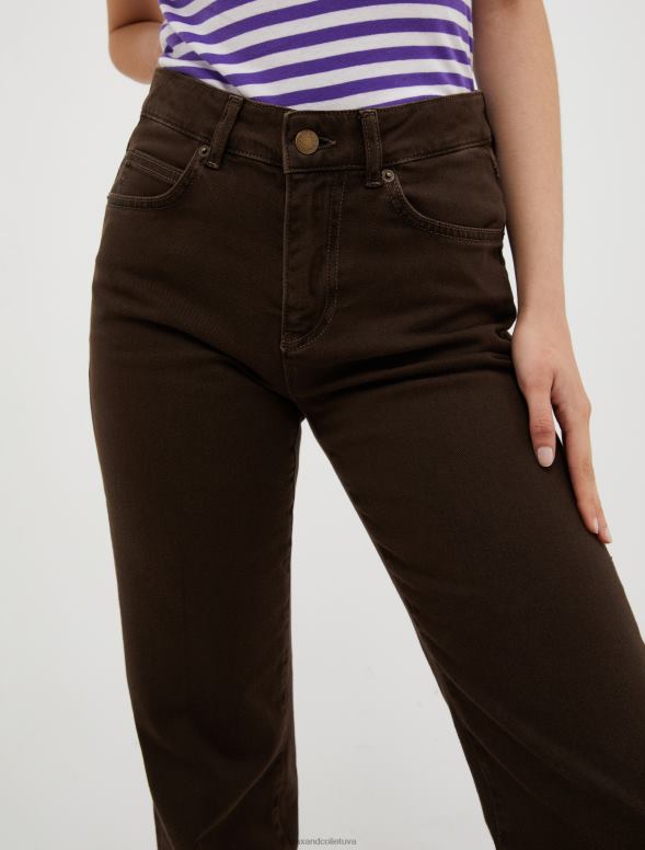 apģērbu 8VJP679 tumši brūns bootcut kokvilnas urbuma bikses sievietes MAX&Co.