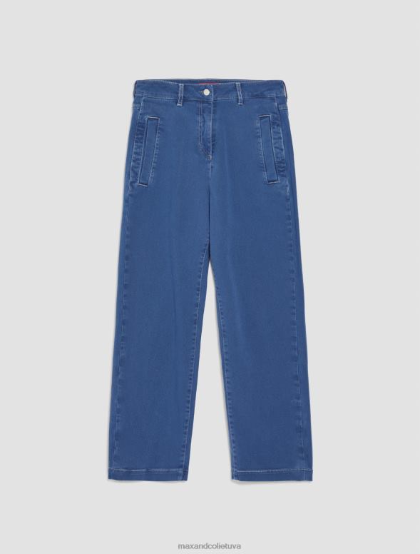 apģērbu 8VJP684 jūras zils elastīgas kokvilnas urbuma bikses sievietes MAX&Co.