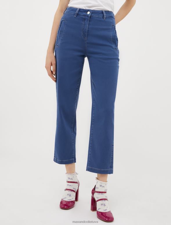 apģērbu 8VJP684 jūras zils elastīgas kokvilnas urbuma bikses sievietes MAX&Co.