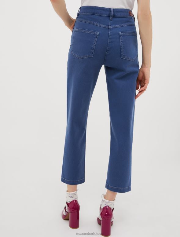 apģērbu 8VJP684 jūras zils elastīgas kokvilnas urbuma bikses sievietes MAX&Co.