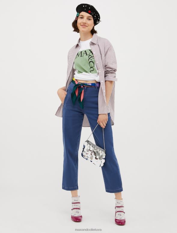 apģērbu 8VJP684 jūras zils elastīgas kokvilnas urbuma bikses sievietes MAX&Co.