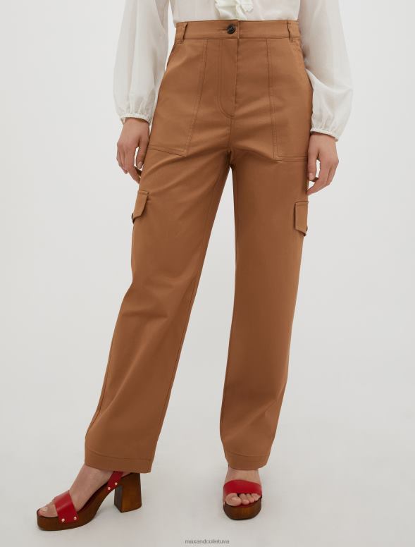 apģērbu 8VJP687 brūns kokvilnas-gabardīna kravas bikses sievietes MAX&Co.