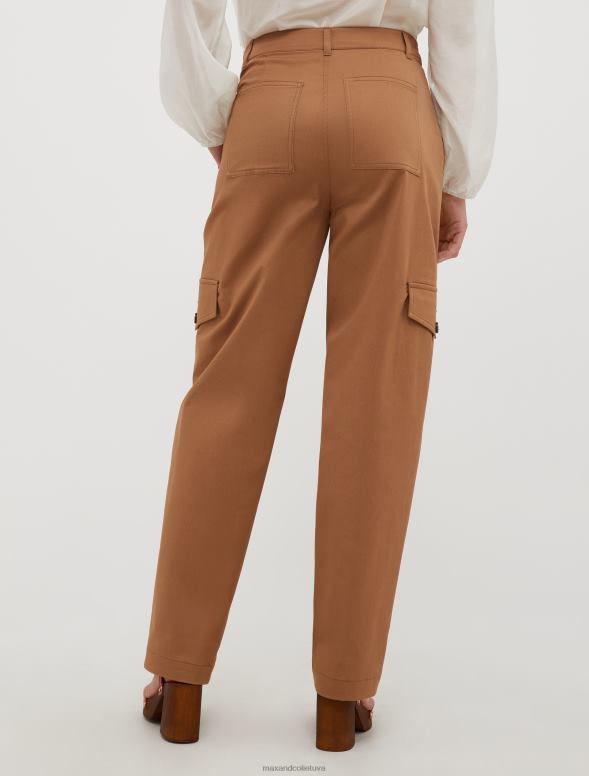 apģērbu 8VJP687 brūns kokvilnas-gabardīna kravas bikses sievietes MAX&Co.