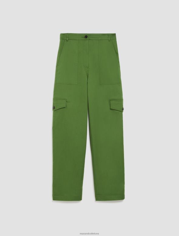 apģērbu 8VJP688 sūnu zaļa kokvilnas-gabardīna kravas bikses sievietes MAX&Co.