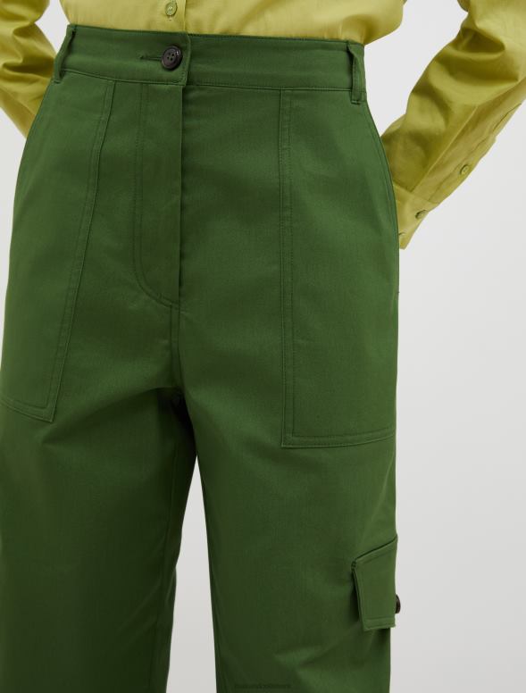 apģērbu 8VJP688 sūnu zaļa kokvilnas-gabardīna kravas bikses sievietes MAX&Co.