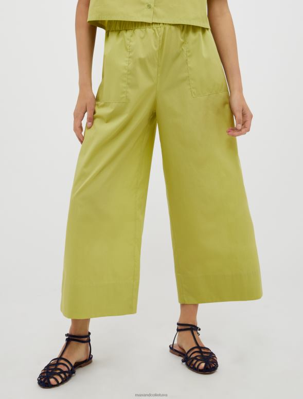 apģērbu 8VJP689 zaļš platas kokvilnas-poplīna bikses sievietes MAX&Co.