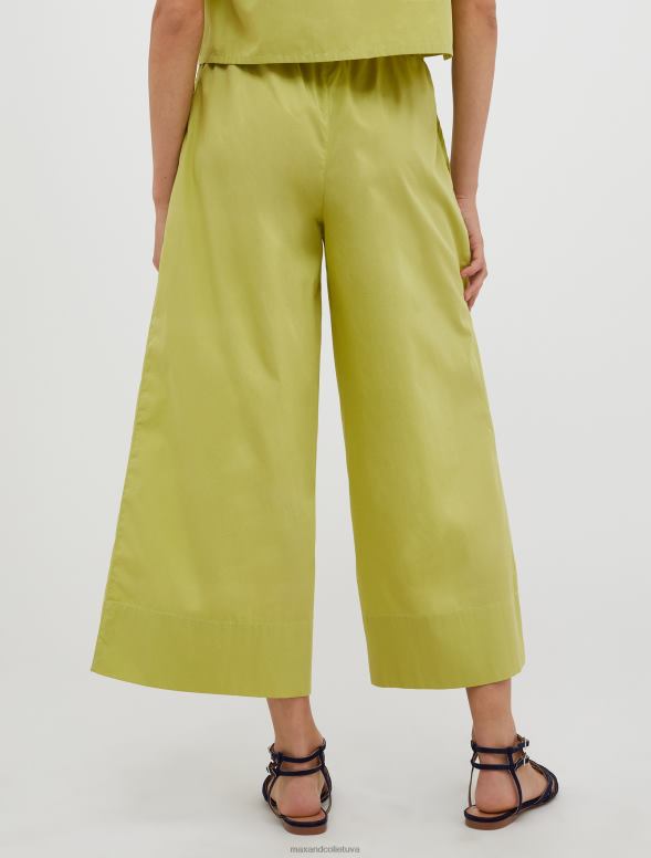 apģērbu 8VJP689 zaļš platas kokvilnas-poplīna bikses sievietes MAX&Co.