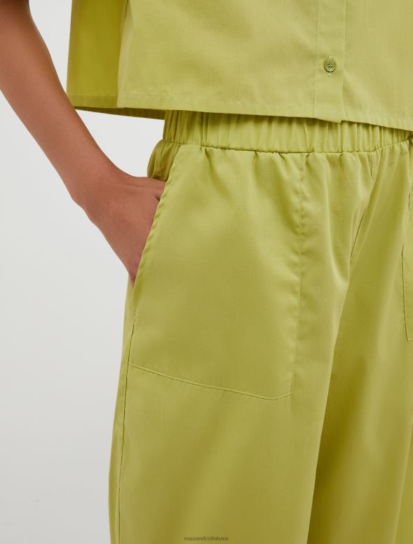apģērbu 8VJP689 zaļš platas kokvilnas-poplīna bikses sievietes MAX&Co.