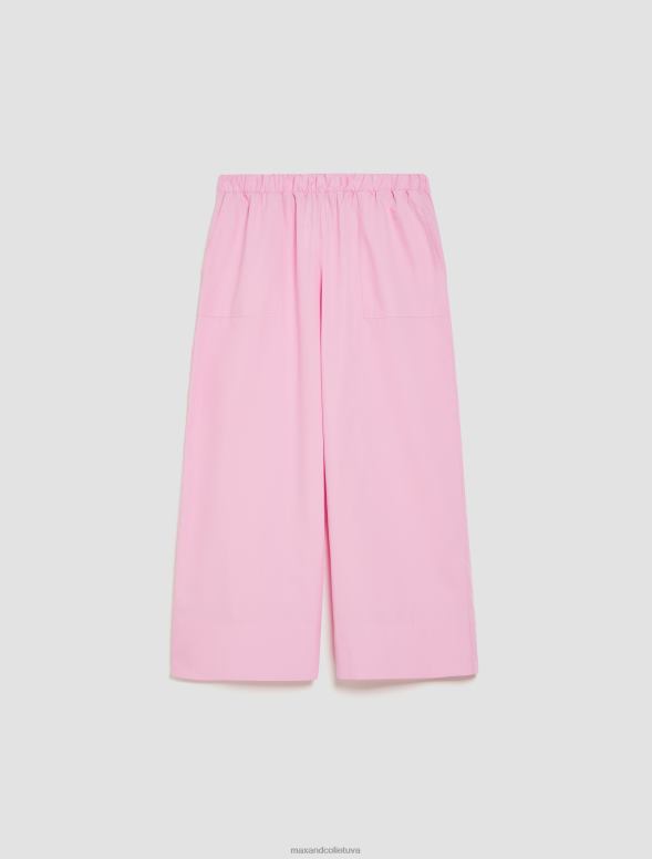 apģērbu 8VJP691 rozā platas kokvilnas-poplīna bikses sievietes MAX&Co.