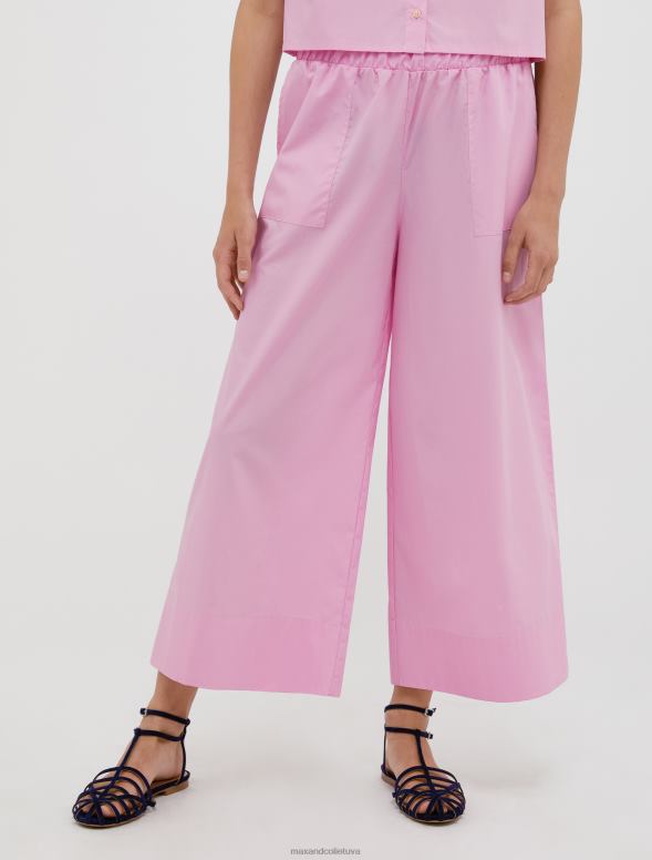 apģērbu 8VJP691 rozā platas kokvilnas-poplīna bikses sievietes MAX&Co.