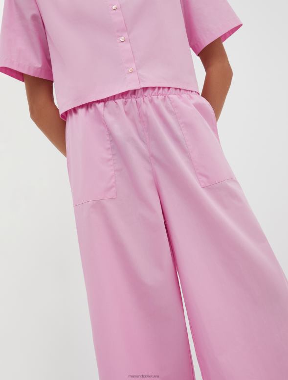 apģērbu 8VJP691 rozā platas kokvilnas-poplīna bikses sievietes MAX&Co.