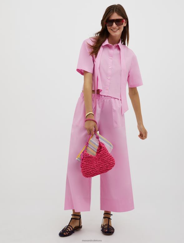 apģērbu 8VJP691 rozā platas kokvilnas-poplīna bikses sievietes MAX&Co.