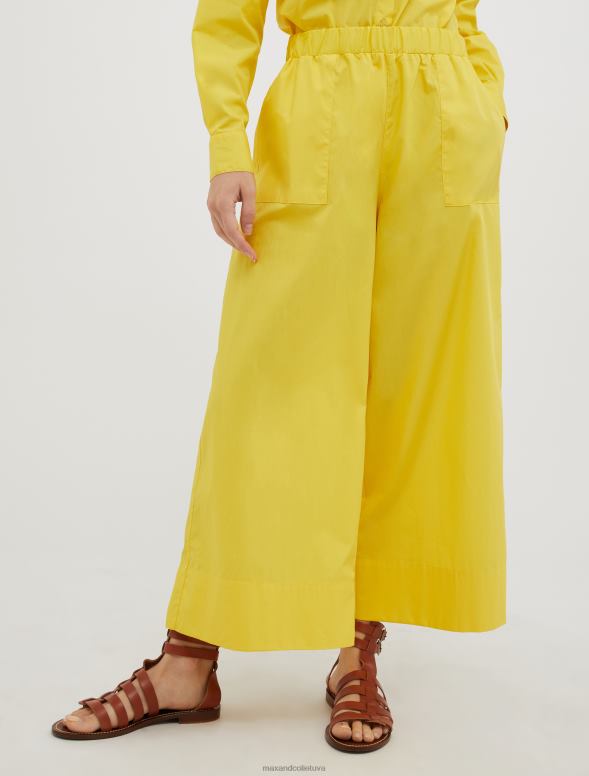 apģērbu 8VJP692 citronu platas kokvilnas-poplīna bikses sievietes MAX&Co.