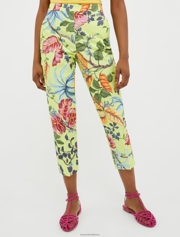 apģērbu 8VJP696 skābi zaļš raksts slaidas kokvilnas gabardīna bikses sievietes MAX&Co.