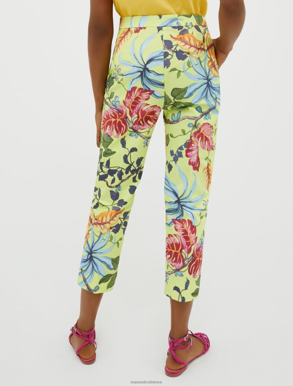apģērbu 8VJP696 skābi zaļš raksts slaidas kokvilnas gabardīna bikses sievietes MAX&Co.