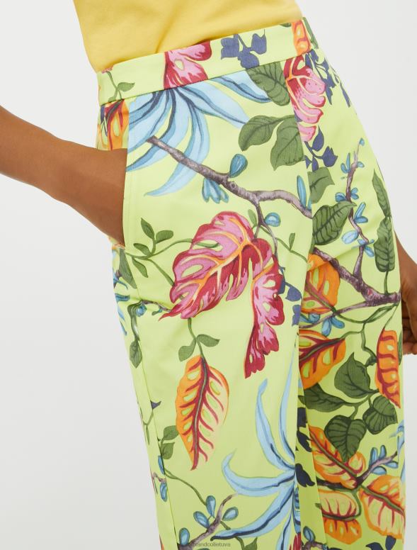 apģērbu 8VJP696 skābi zaļš raksts slaidas kokvilnas gabardīna bikses sievietes MAX&Co.