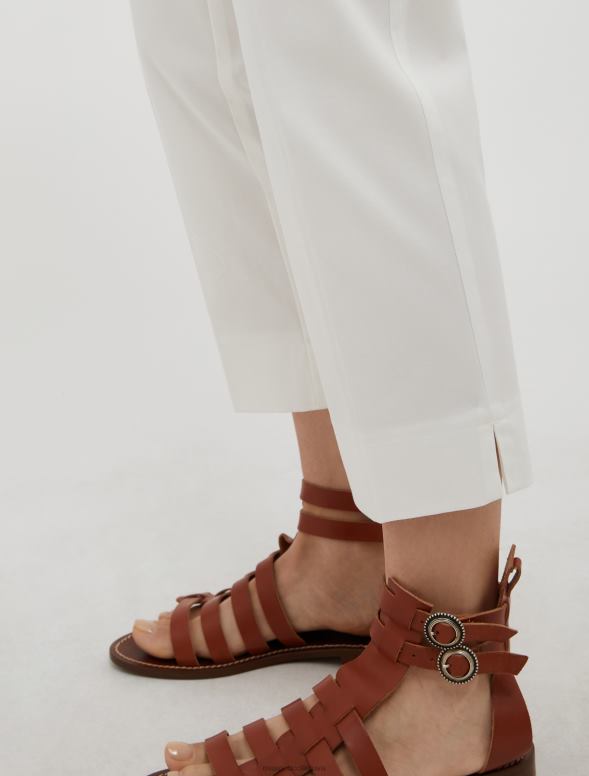 apģērbu 8VJP697 ziloņkauls slaidas kokvilnas gabardīna bikses sievietes MAX&Co.