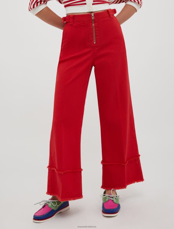apģērbu 8VJP704 sarkans kokvilnas bikses ar bārkstīm sievietes MAX&Co.