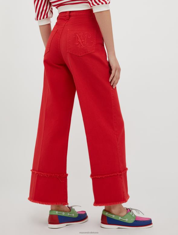 apģērbu 8VJP704 sarkans kokvilnas bikses ar bārkstīm sievietes MAX&Co.