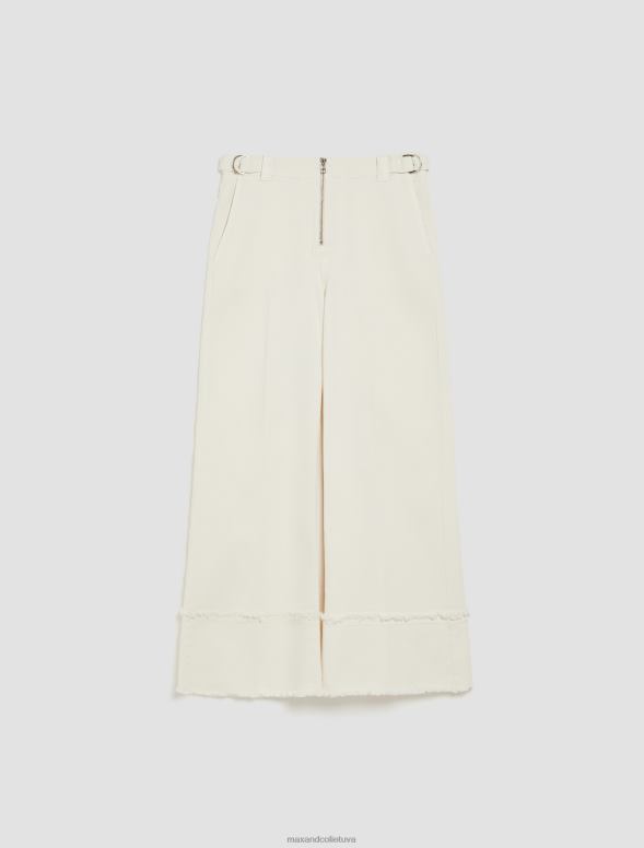 apģērbu 8VJP705 ziloņkauls kokvilnas bikses ar bārkstīm sievietes MAX&Co.