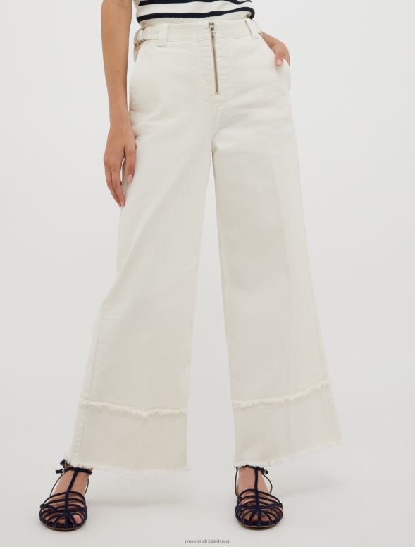 apģērbu 8VJP705 ziloņkauls kokvilnas bikses ar bārkstīm sievietes MAX&Co.