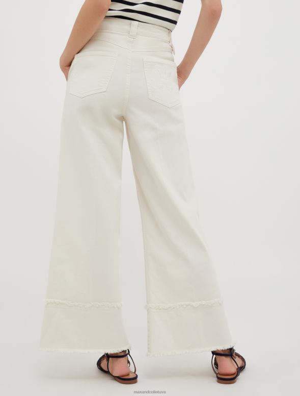 apģērbu 8VJP705 ziloņkauls kokvilnas bikses ar bārkstīm sievietes MAX&Co.