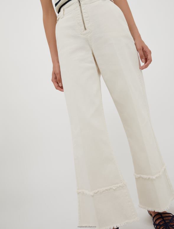apģērbu 8VJP705 ziloņkauls kokvilnas bikses ar bārkstīm sievietes MAX&Co.