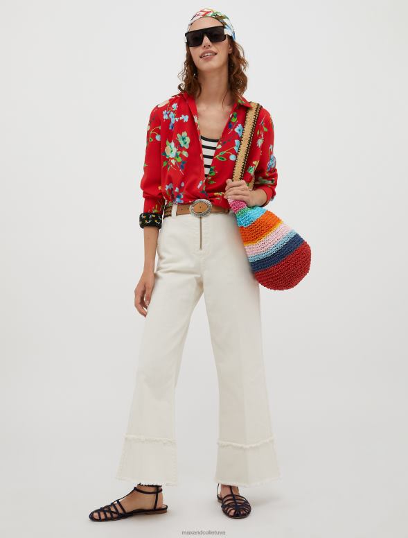 apģērbu 8VJP705 ziloņkauls kokvilnas bikses ar bārkstīm sievietes MAX&Co.