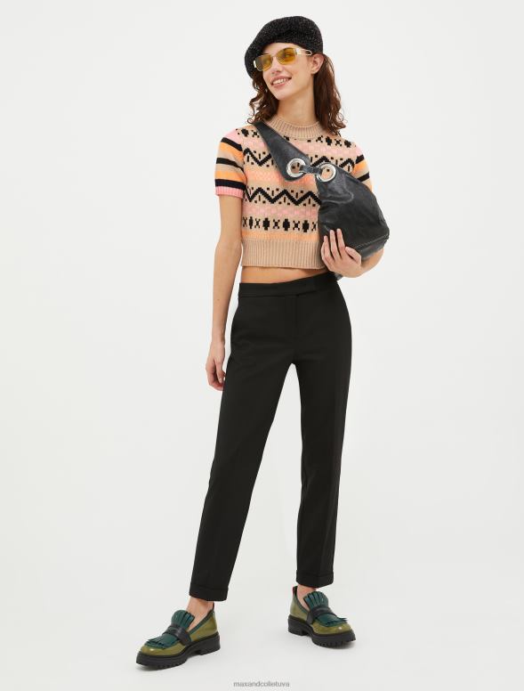 apģērbu 8VJP706 melns pagriežamas pieguļošas bikses sievietes MAX&Co.