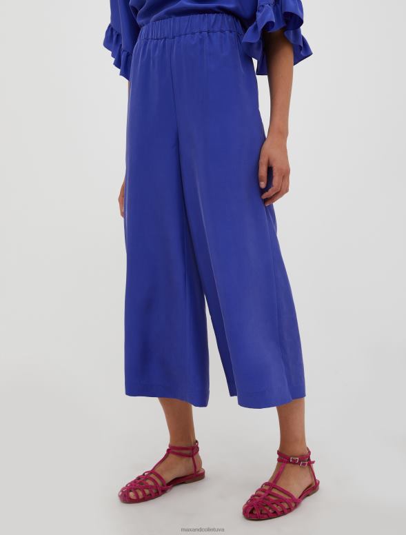 apģērbu 8VJP710 jūras zils platas zīda bikses sievietes MAX&Co.