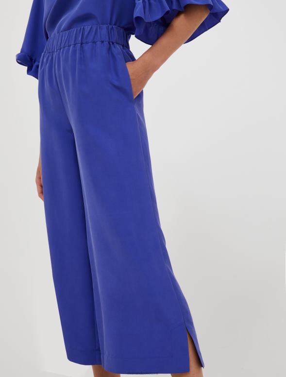 apģērbu 8VJP710 jūras zils platas zīda bikses sievietes MAX&Co.