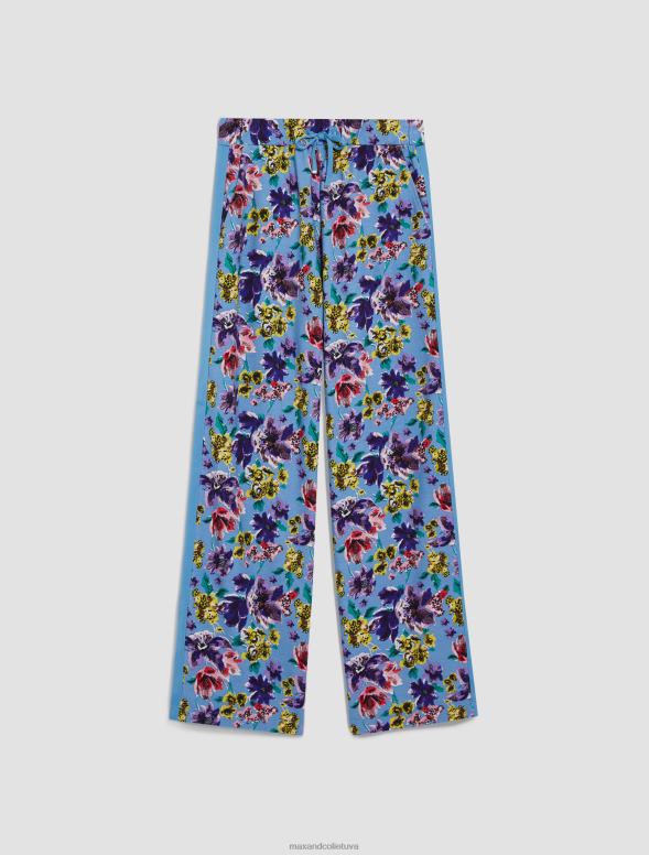 apģērbu 8VJP711 gaiši zils raksts kokvilnas vilnas skriešanas bikses sievietes MAX&Co.