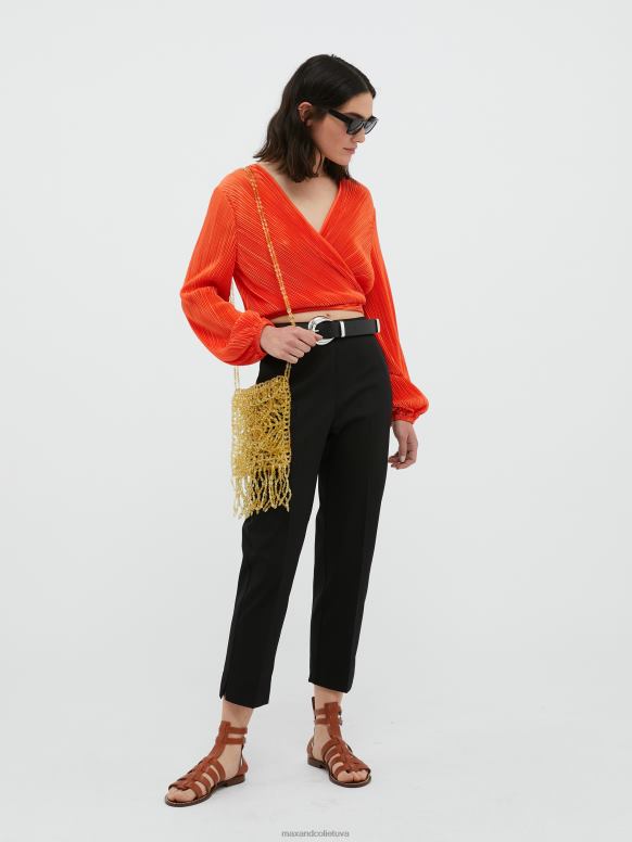 apģērbu 8VJP713 melns slaidas kokvilnas gabardīna bikses sievietes MAX&Co.