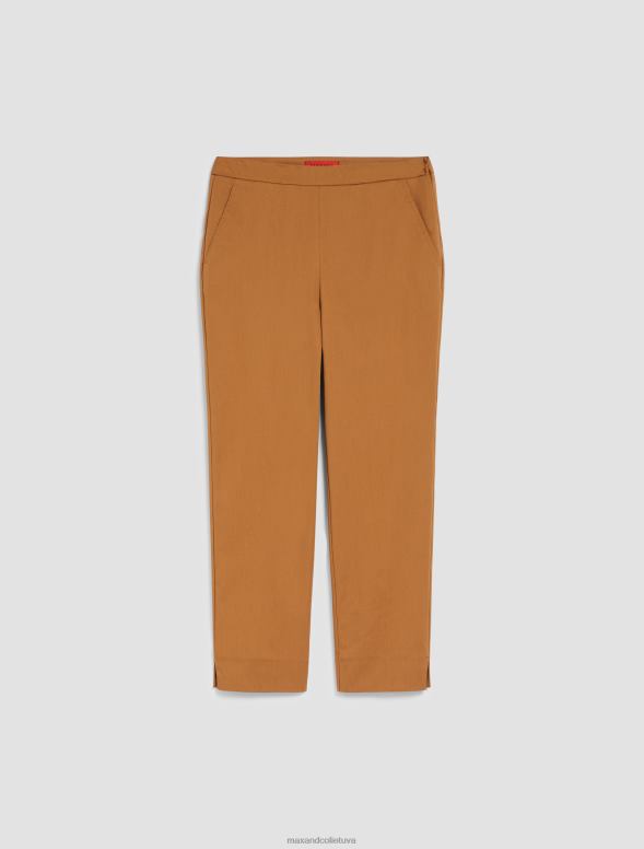 apģērbu 8VJP714 brūns slaidas kokvilnas gabardīna bikses sievietes MAX&Co.