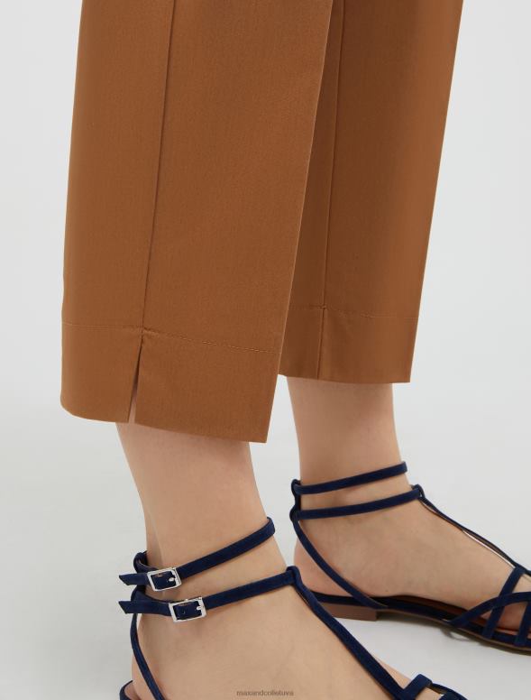 apģērbu 8VJP714 brūns slaidas kokvilnas gabardīna bikses sievietes MAX&Co.