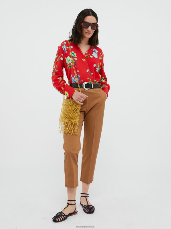 apģērbu 8VJP714 brūns slaidas kokvilnas gabardīna bikses sievietes MAX&Co.