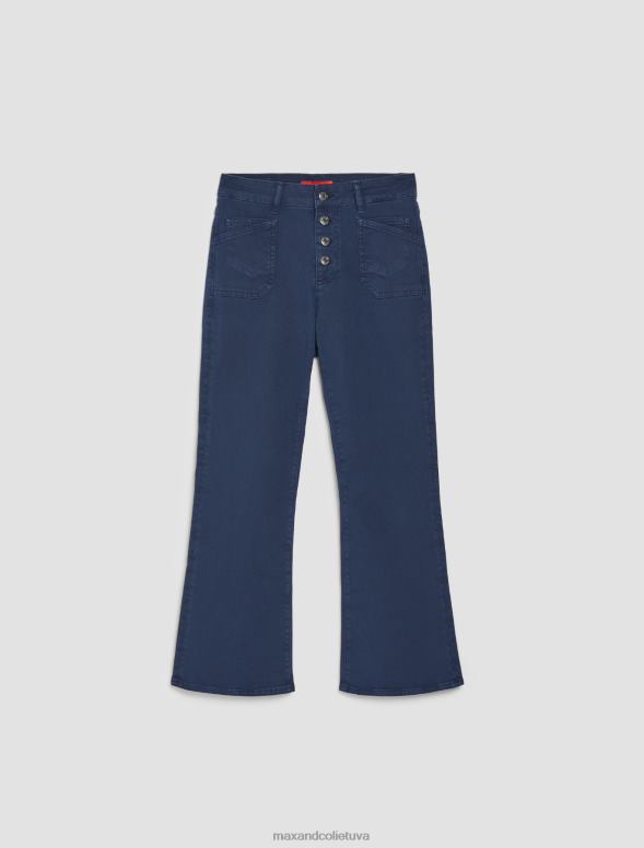 apģērbu 8VJP715 jūras zils kokvilnas bikses ar platumu sievietes MAX&Co.