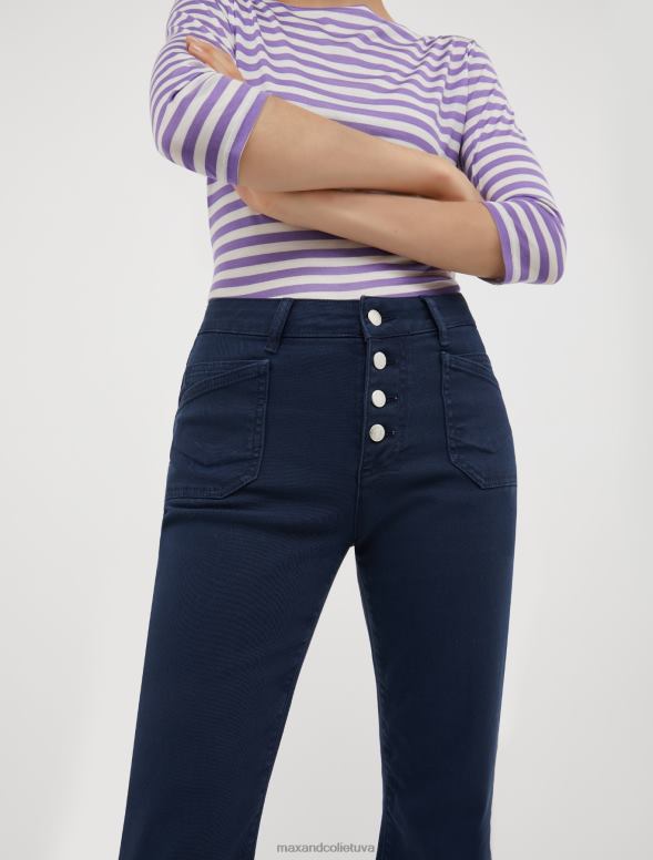 apģērbu 8VJP715 jūras zils kokvilnas bikses ar platumu sievietes MAX&Co.