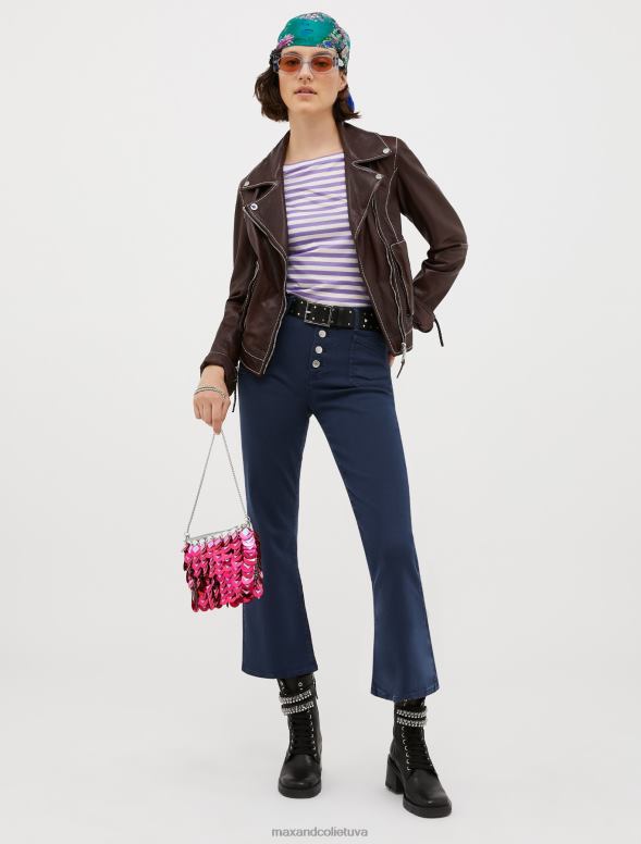 apģērbu 8VJP715 jūras zils kokvilnas bikses ar platumu sievietes MAX&Co.