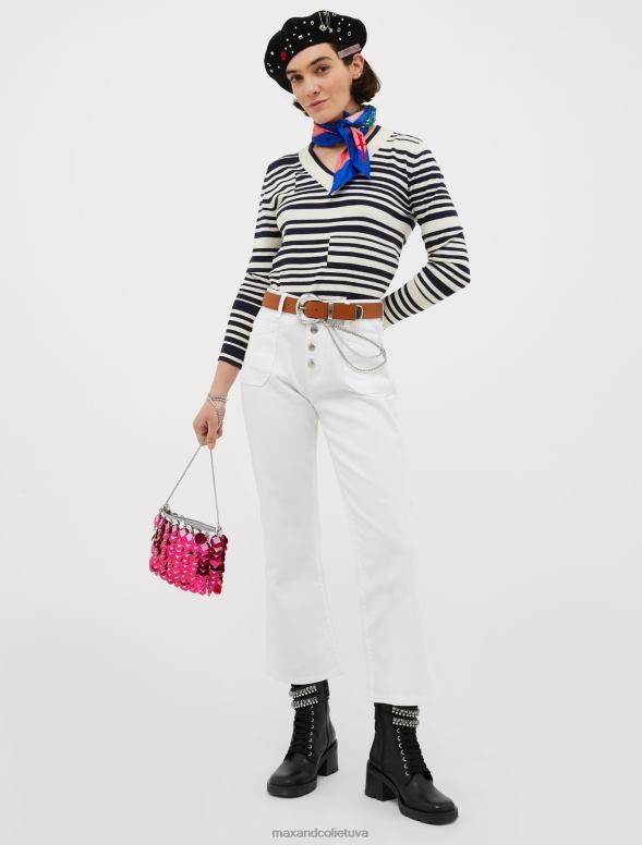 apģērbu 8VJP716 ziloņkauls kokvilnas bikses ar platumu sievietes MAX&Co.