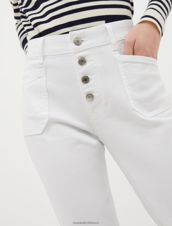 apģērbu 8VJP716 ziloņkauls kokvilnas bikses ar platumu sievietes MAX&Co.