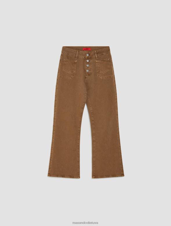 apģērbu 8VJP717 haki zaļš kokvilnas bikses ar platumu sievietes MAX&Co.